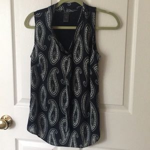 navy print blouse